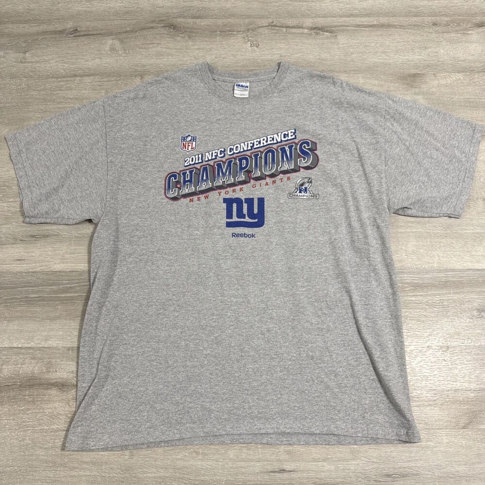 New York Giants Football Shirt Reebok 2011 NFC Champions Men’s Gray Size 2XL